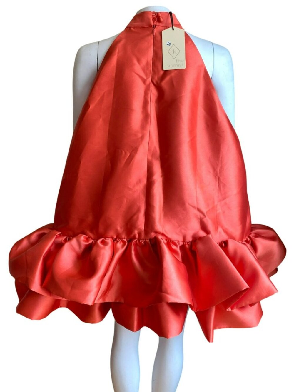 The Kemist Orange Sleeveless Halter Ruffled Mini Short Dress Size 18 Orig $250! - Picture 3 of 9